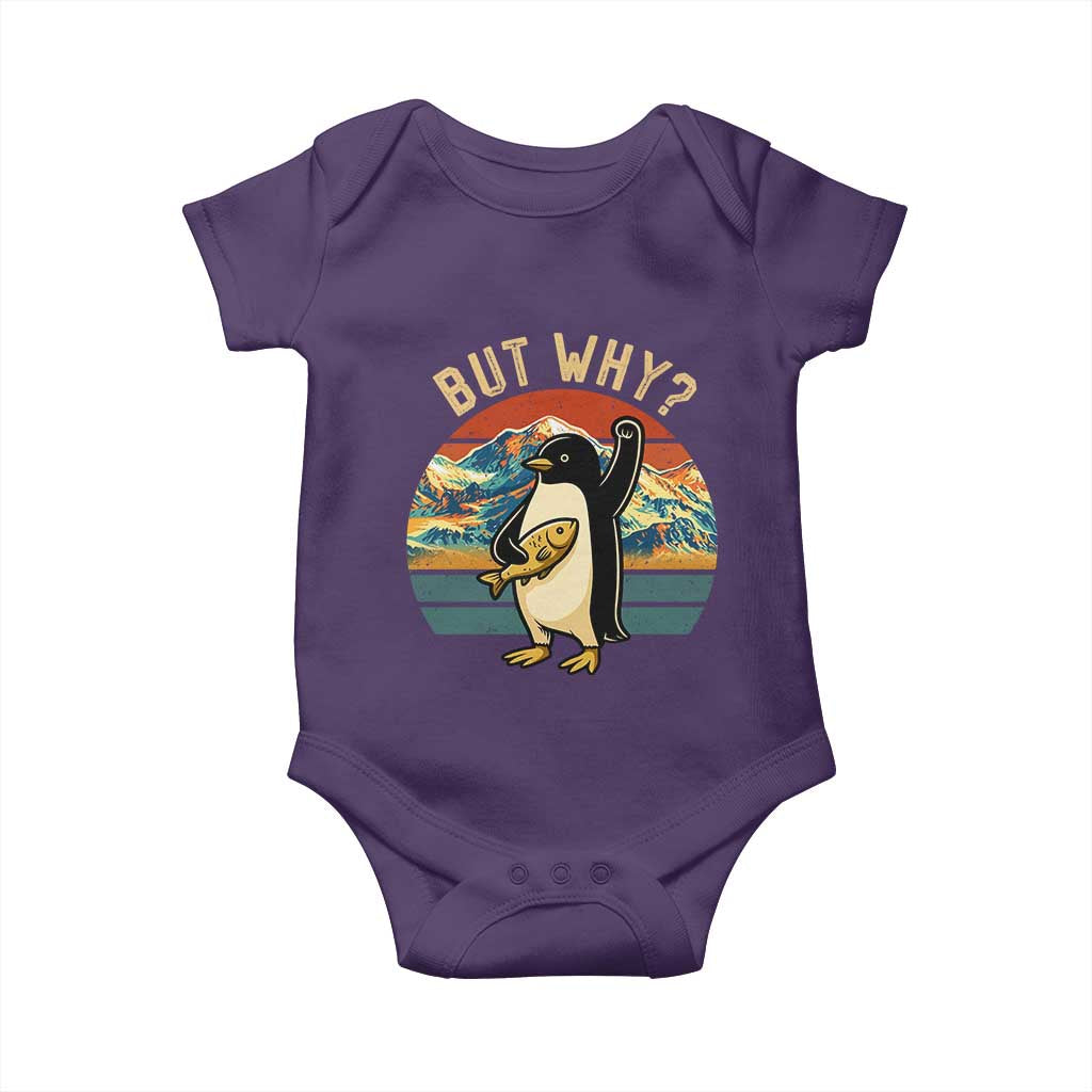 But Why Penguin Baby Onesie Nihilist Penguin Mountain Hiking TS14 Purple Print Your Wear