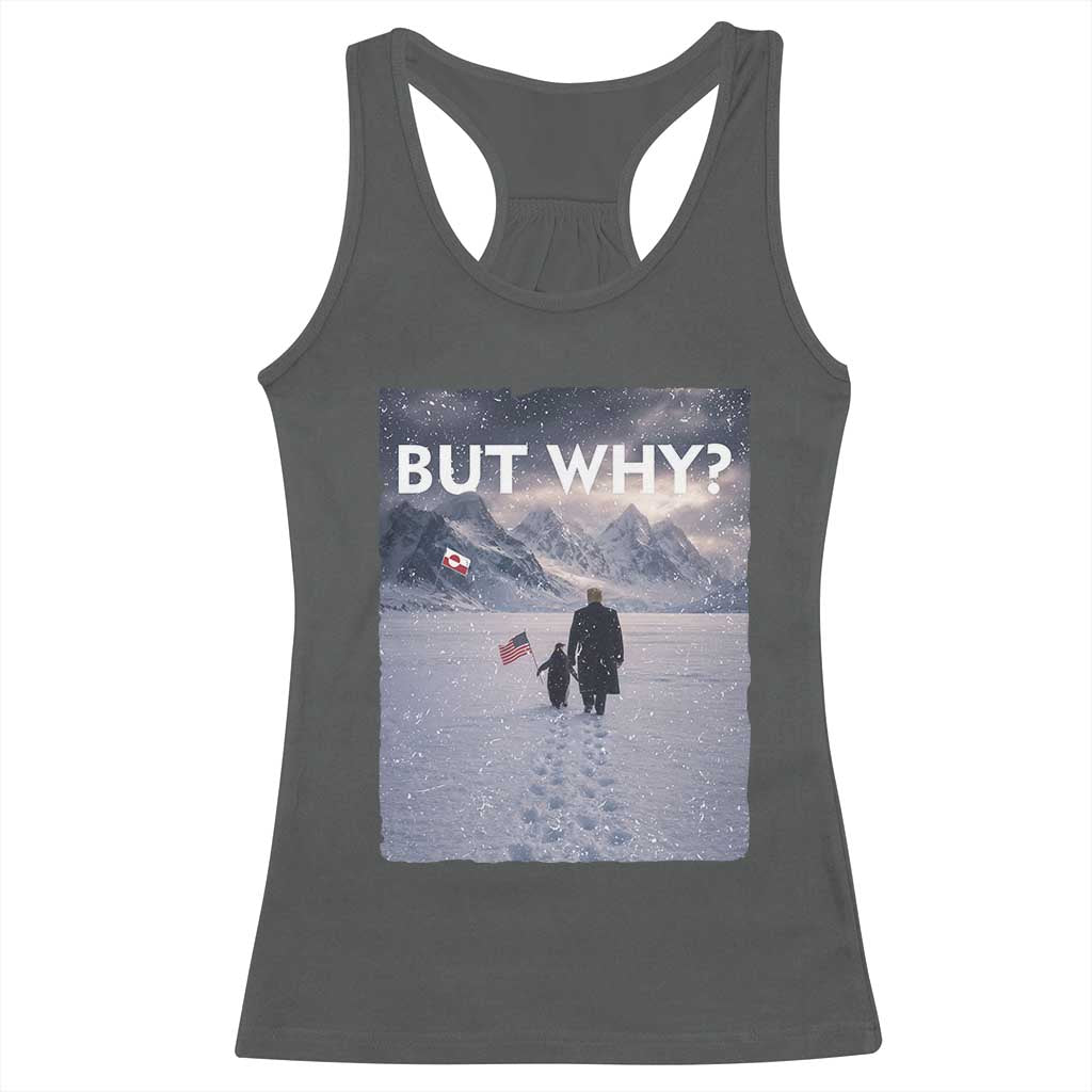 But Why Penguin Racerback Tank Top Trump Nihilist Penguin Political Meme Minimal TS14 Dark Heather Print Your Wear