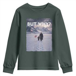 But Why Penguin Youth Sweatshirt Trump Nihilist Penguin Political Meme Minimal TS14 Dark Forest Green Print Your Wear