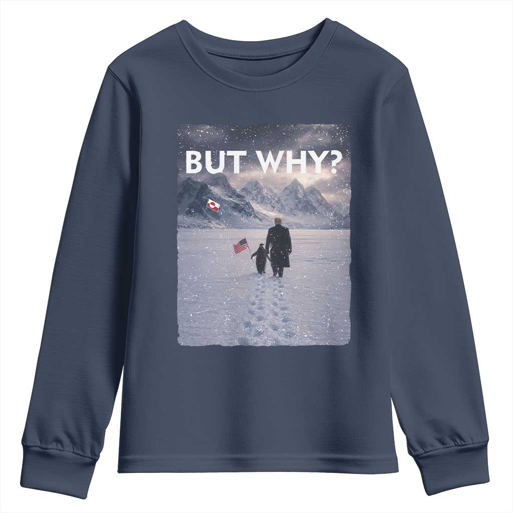 But Why Penguin Youth Sweatshirt Trump Nihilist Penguin Political Meme Minimal TS14 Navy Print Your Wear