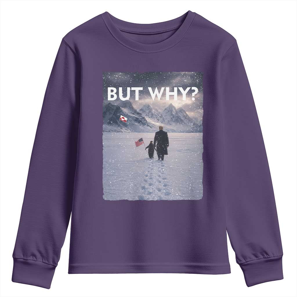 But Why Penguin Youth Sweatshirt Trump Nihilist Penguin Political Meme Minimal TS14 Purple Print Your Wear
