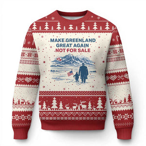 Greenland Is Not for Sale Ugly Christmas Sweater Funny Nihilist Penguin Greenland Political Meme FDT TS14 Beige Red Print Your Wear