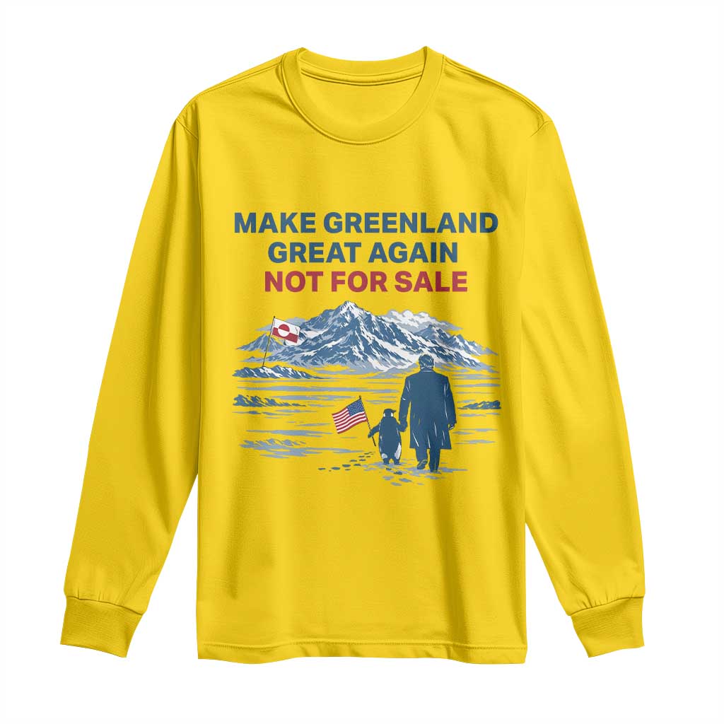 Greenland Is Not for Sale Long Sleeve Shirt Funny Nihilist Penguin Greenland Political Meme FDT TS14 Daisy Print Your Wear
