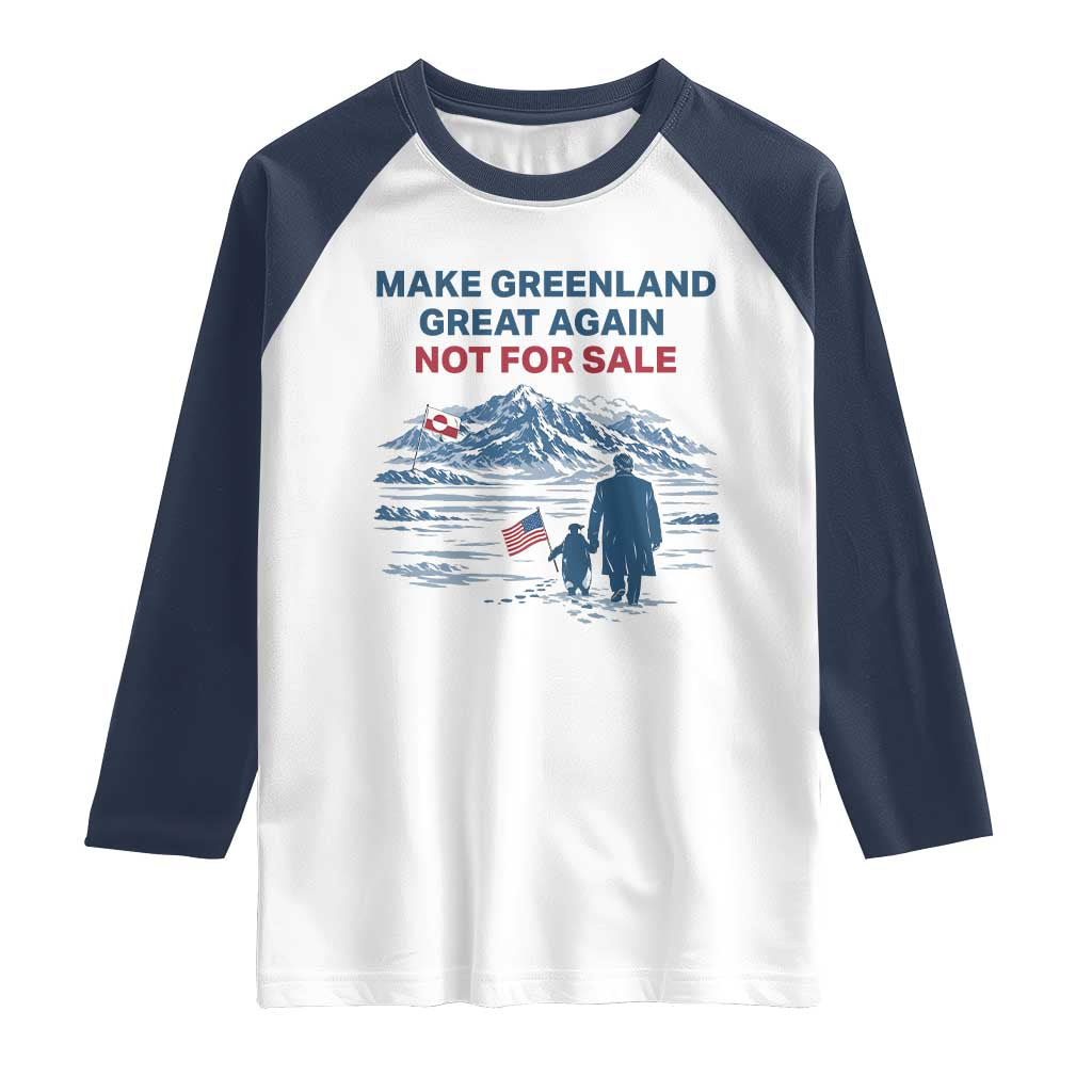 Greenland Is Not for Sale Raglan Shirt Funny Nihilist Penguin Greenland Political Meme FDT TS14 White Navy Print Your Wear