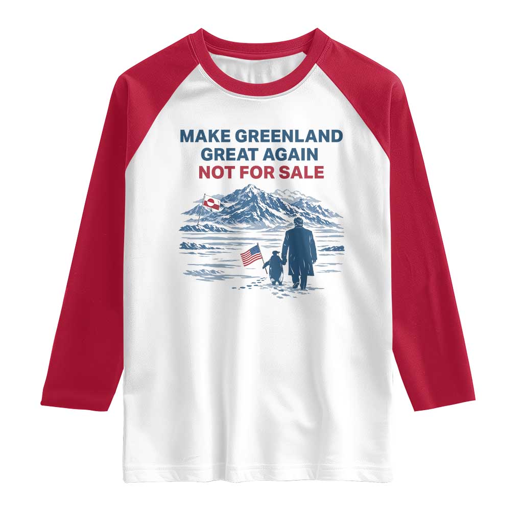 Greenland Is Not for Sale Raglan Shirt Funny Nihilist Penguin Greenland Political Meme FDT TS14 White Red Print Your Wear