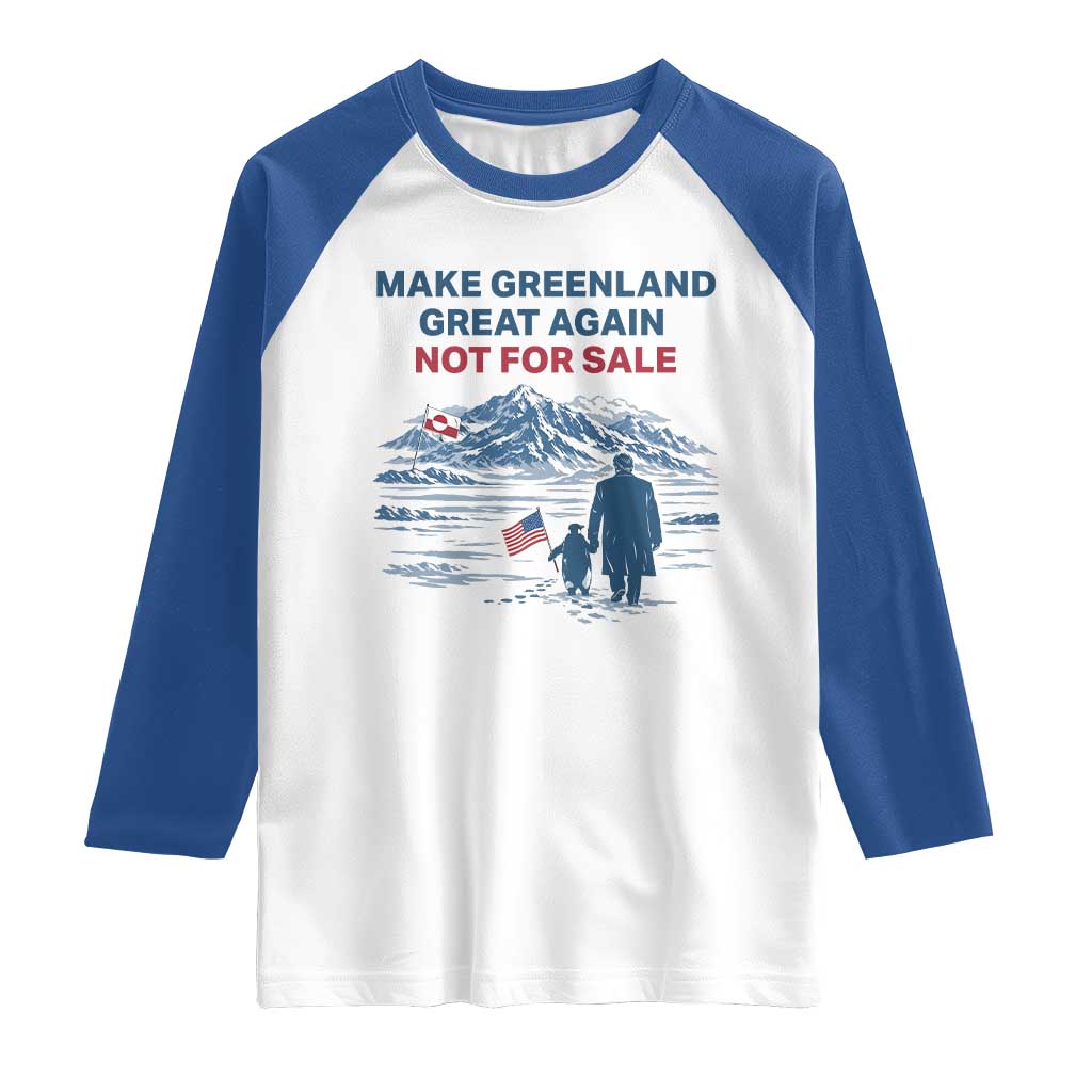 Greenland Is Not for Sale Raglan Shirt Funny Nihilist Penguin Greenland Political Meme FDT TS14 White Royal Print Your Wear