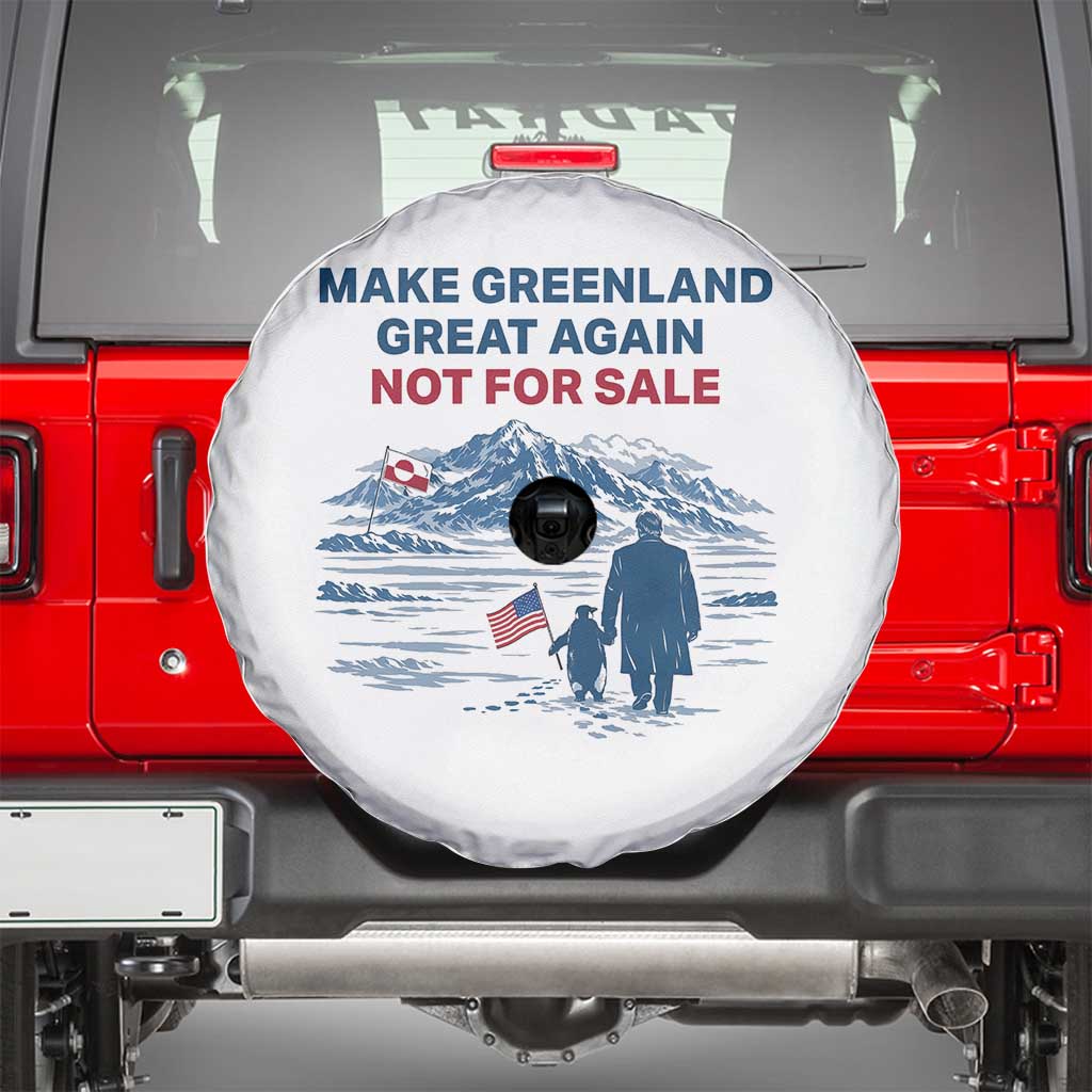 Greenland Is Not for Sale Spare Tire Cover Funny Nihilist Penguin Greenland Political Meme FDT TS14 White Print Your Wear