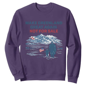 Greenland Is Not for Sale Sweatshirt Funny Nihilist Penguin Greenland Political Meme FDT TS14 Purple Print Your Wear