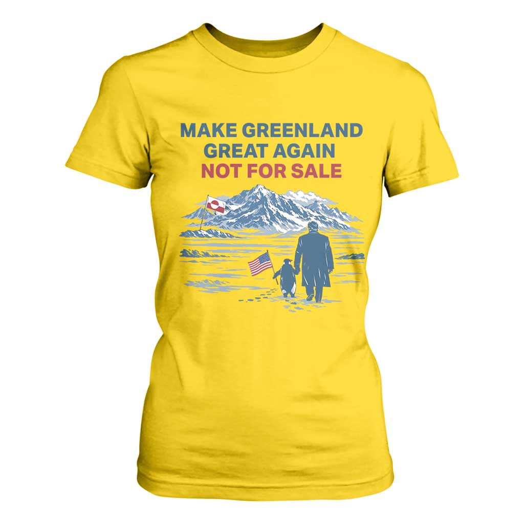 Greenland Is Not for Sale T Shirt For Women Funny Nihilist Penguin Greenland Political Meme FDT TS14 Daisy Print Your Wear
