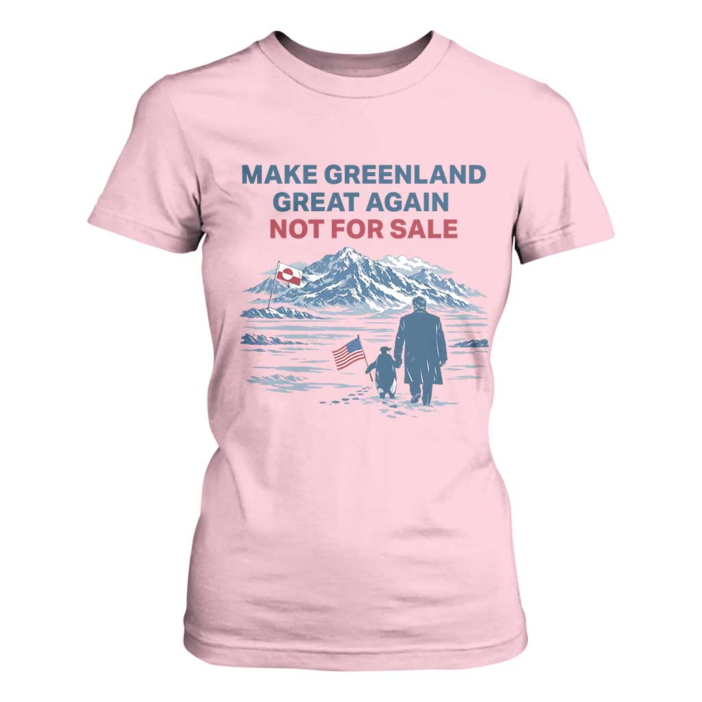 Greenland Is Not for Sale T Shirt For Women Funny Nihilist Penguin Greenland Political Meme FDT TS14 Light Pink Print Your Wear