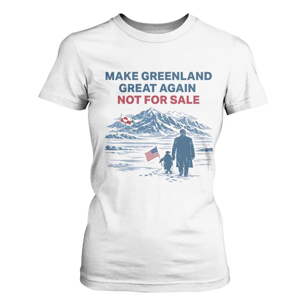 Greenland Is Not for Sale T Shirt For Women Funny Nihilist Penguin Greenland Political Meme FDT TS14 White Print Your Wear