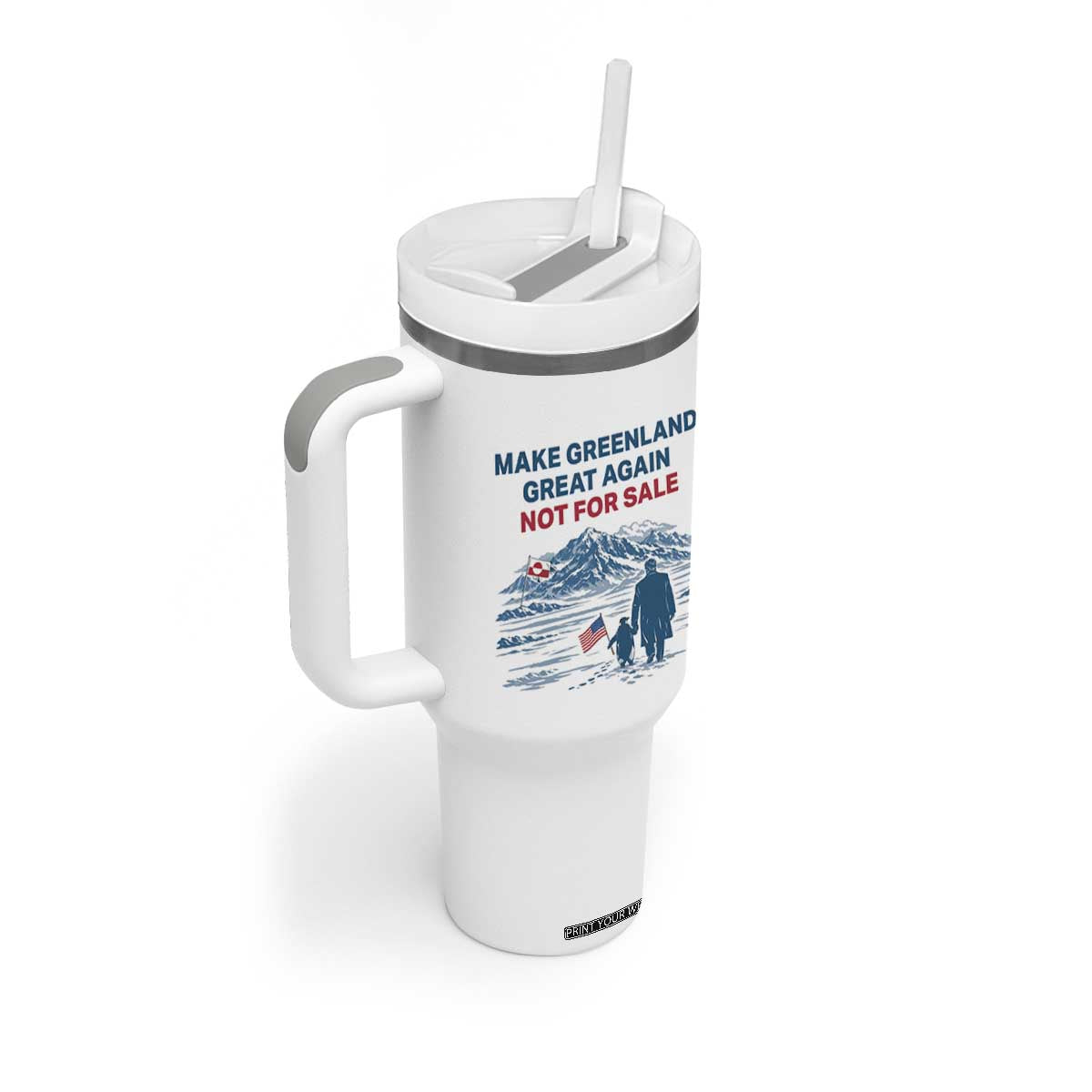 Greenland Is Not for Sale Tumbler With Handle Funny Nihilist Penguin Greenland Political Meme FDT TS14 Print Your Wear