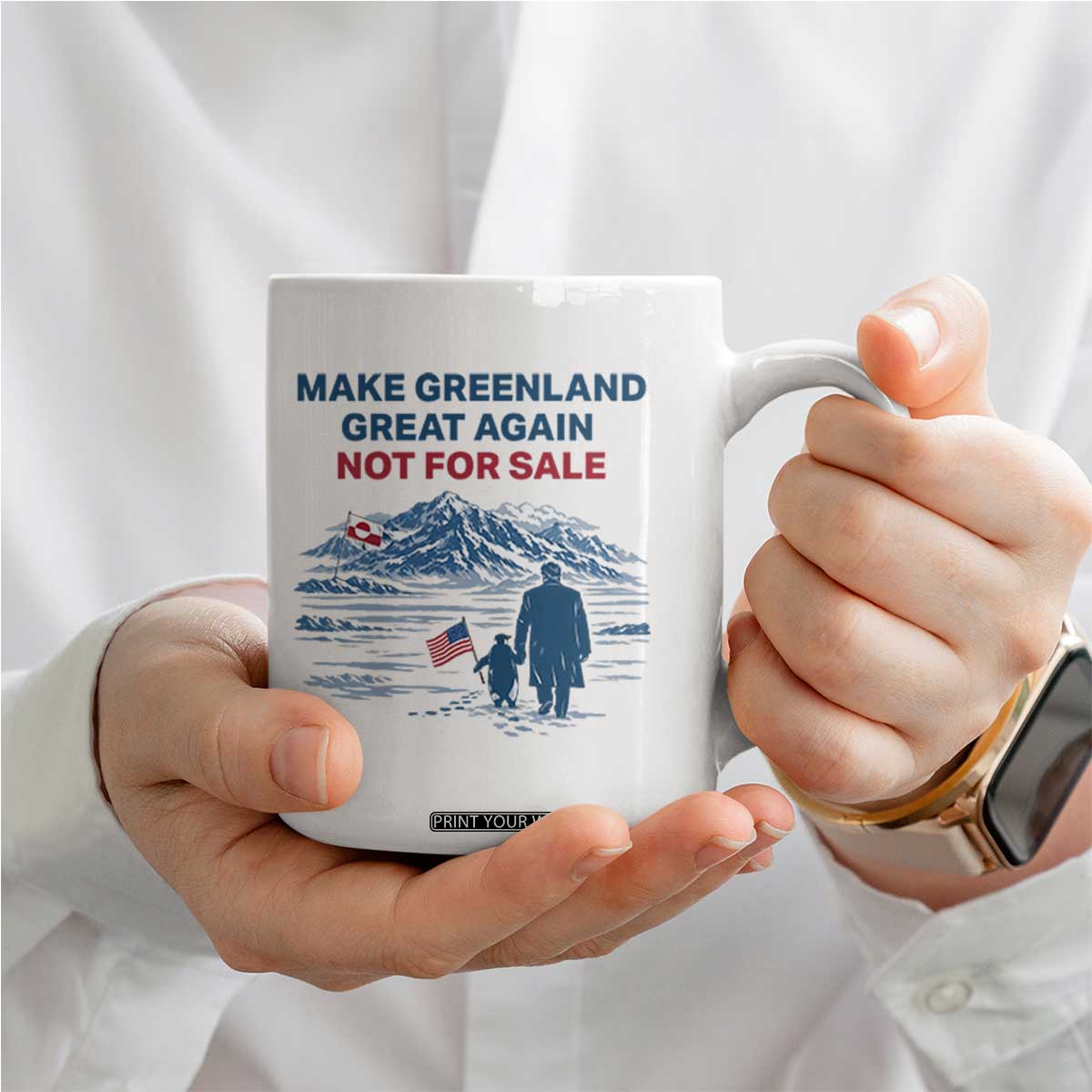 Greenland Is Not for Sale Coffee Mug Funny Nihilist Penguin Greenland Political Meme FDT TS14 Print Your Wear