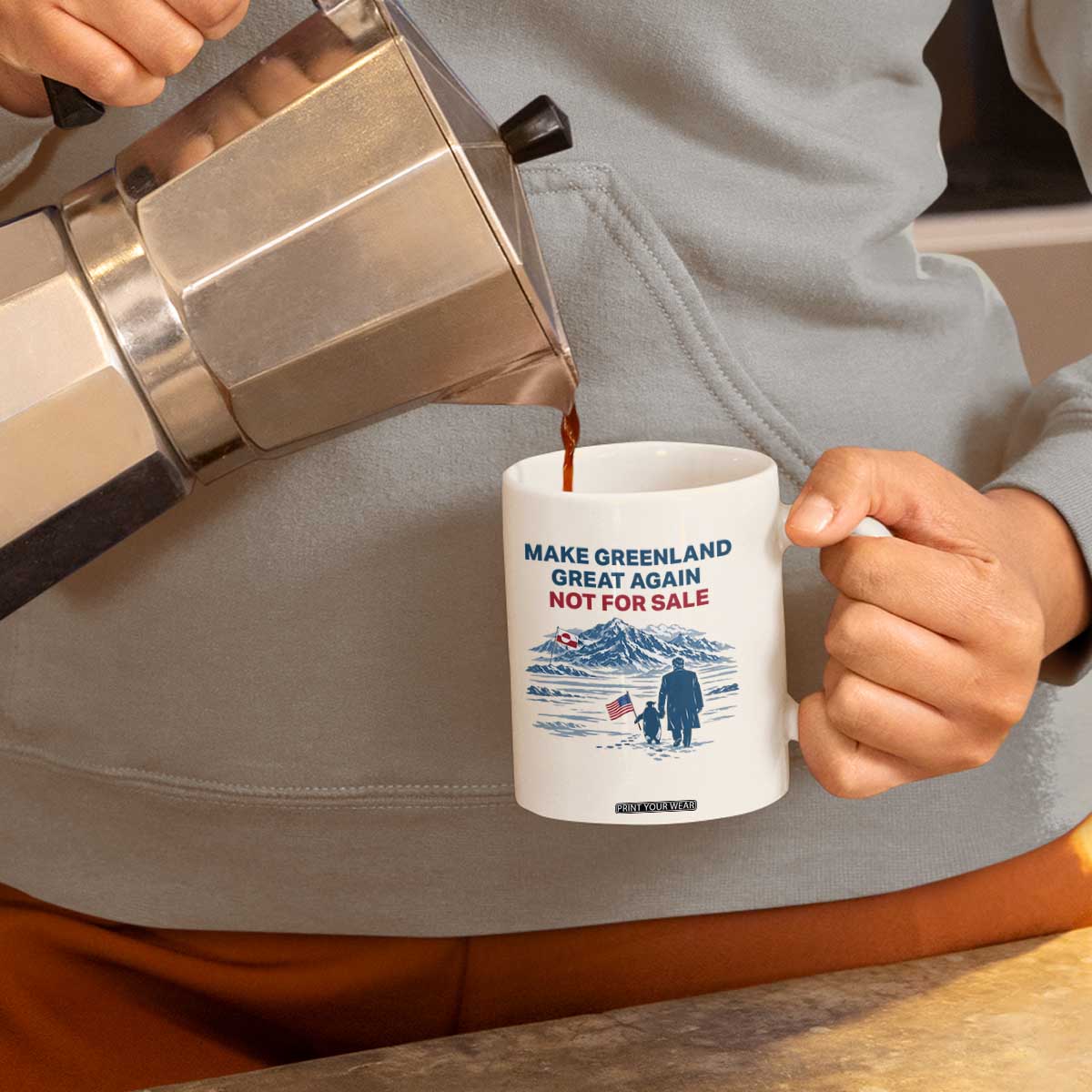 Greenland Is Not for Sale Coffee Mug Funny Nihilist Penguin Greenland Political Meme FDT TS14 Print Your Wear