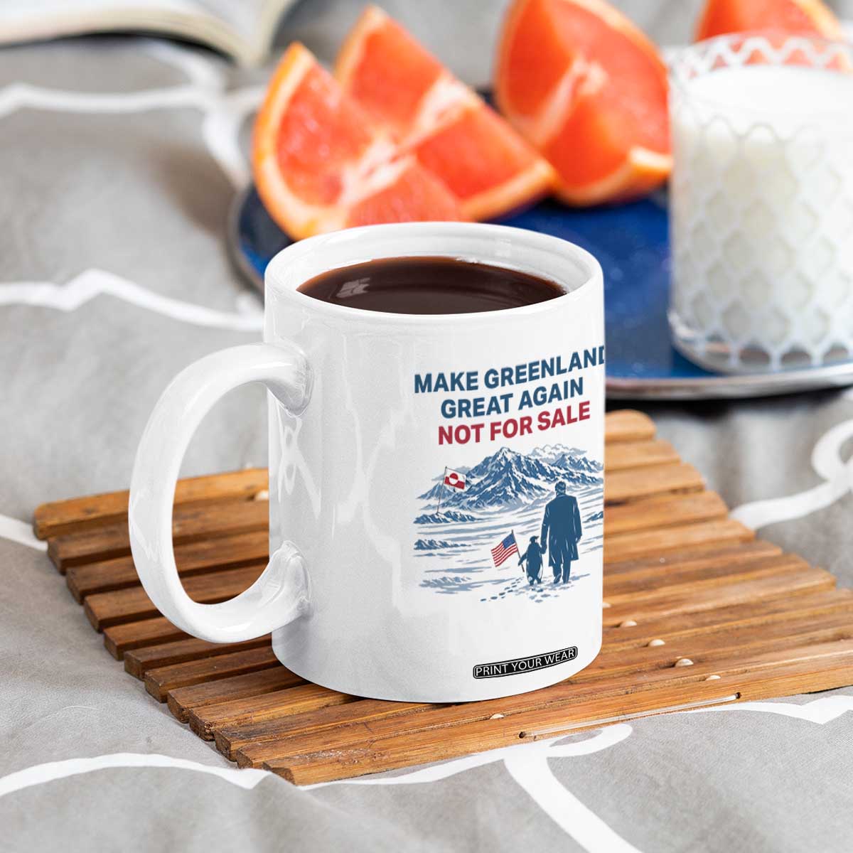 Greenland Is Not for Sale Coffee Mug Funny Nihilist Penguin Greenland Political Meme FDT TS14 Print Your Wear
