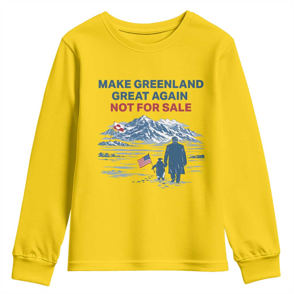 Greenland Is Not for Sale Youth Sweatshirt Funny Nihilist Penguin Greenland Political Meme FDT TS14 Daisy Print Your Wear
