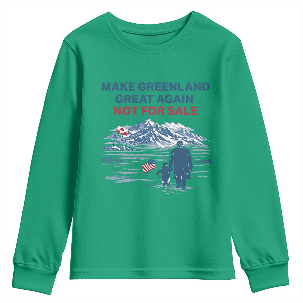 Greenland Is Not for Sale Youth Sweatshirt Funny Nihilist Penguin Greenland Political Meme FDT TS14 Irish Green Print Your Wear