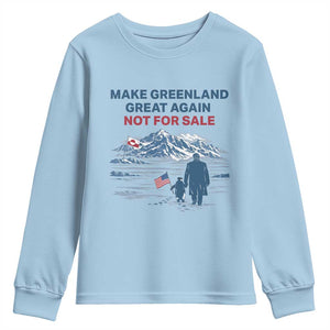 Greenland Is Not for Sale Youth Sweatshirt Funny Nihilist Penguin Greenland Political Meme FDT TS14 Light Blue Print Your Wear