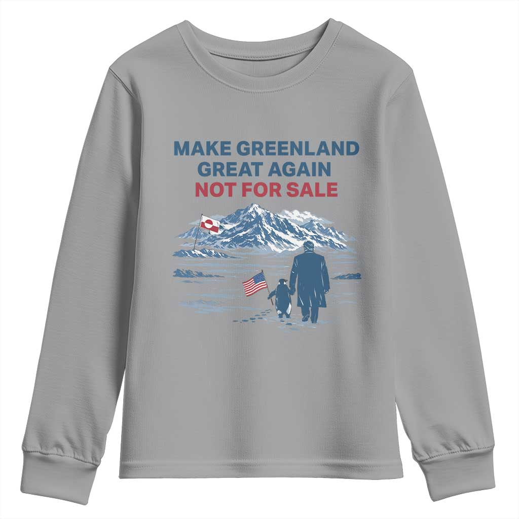 Greenland Is Not for Sale Youth Sweatshirt Funny Nihilist Penguin Greenland Political Meme FDT TS14 Sport Gray Print Your Wear
