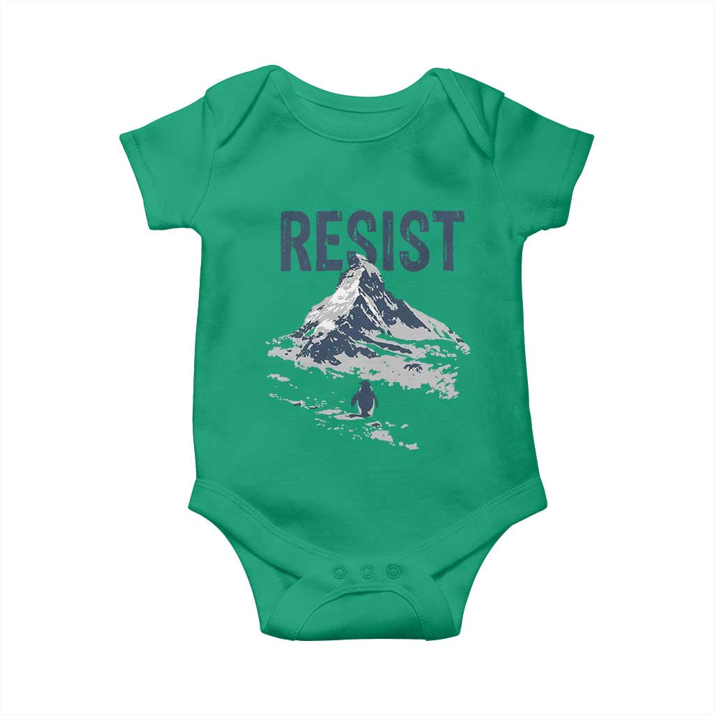 Funny Penguin Protest Baby Onesie Resist Penguin Mountain Hiking Meme TS14 Irish Green Print Your Wear