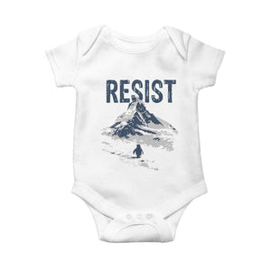 Funny Penguin Protest Baby Onesie Resist Penguin Mountain Hiking Meme TS14 White Print Your Wear