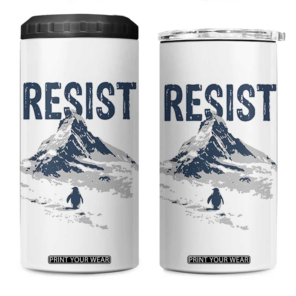 Funny Penguin Protest 4 in 1 Can Cooler Tumbler Resist Penguin Mountain Hiking Meme TS14 One Size: 16 oz White Print Your Wear