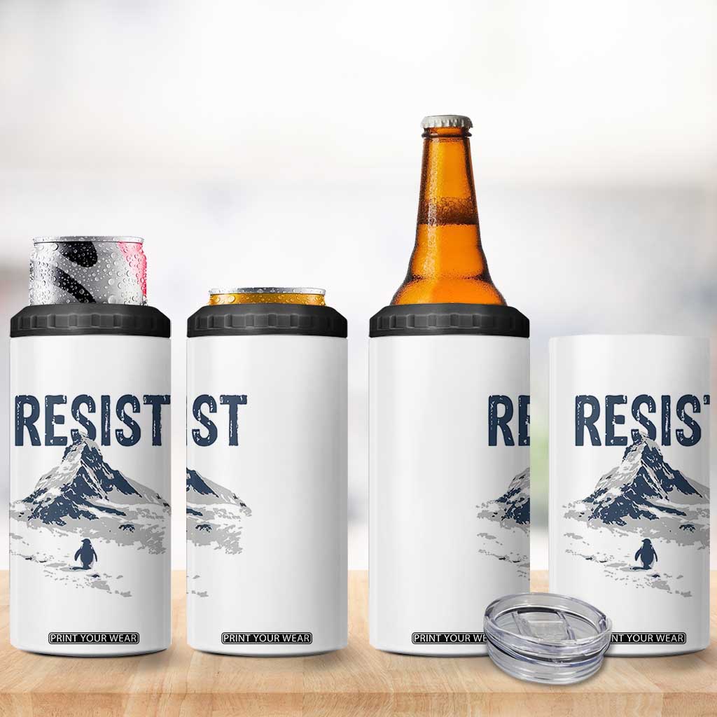 Funny Penguin Protest 4 in 1 Can Cooler Tumbler Resist Penguin Mountain Hiking Meme TS14 Print Your Wear