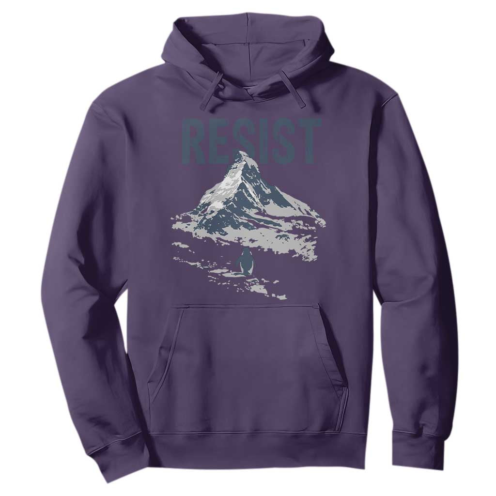 Funny Penguin Protest Hoodie Resist Penguin Mountain Hiking Meme TS14 Purple Print Your Wear