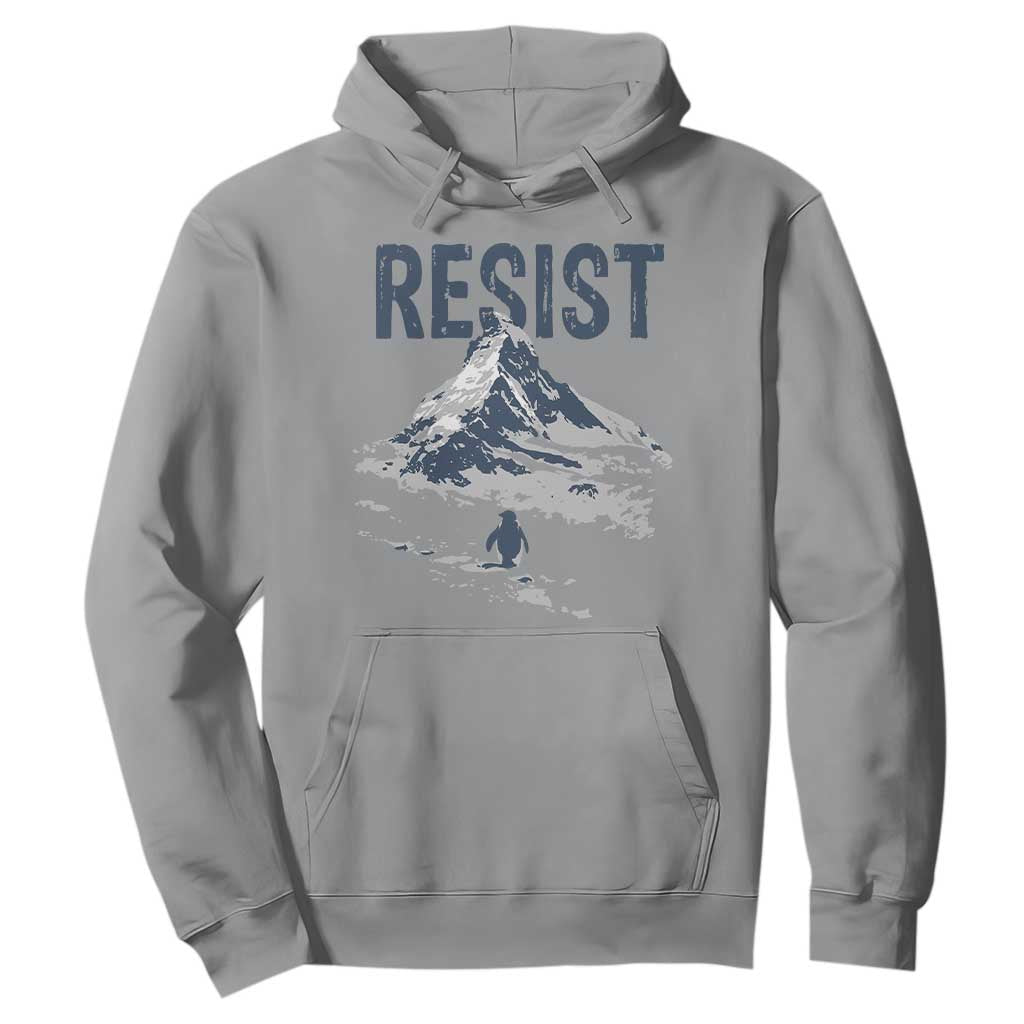 Funny Penguin Protest Hoodie Resist Penguin Mountain Hiking Meme TS14 Sport Gray Print Your Wear