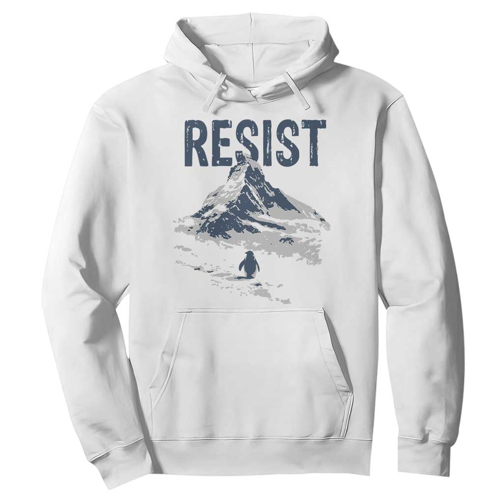 Funny Penguin Protest Hoodie Resist Penguin Mountain Hiking Meme TS14 White Print Your Wear