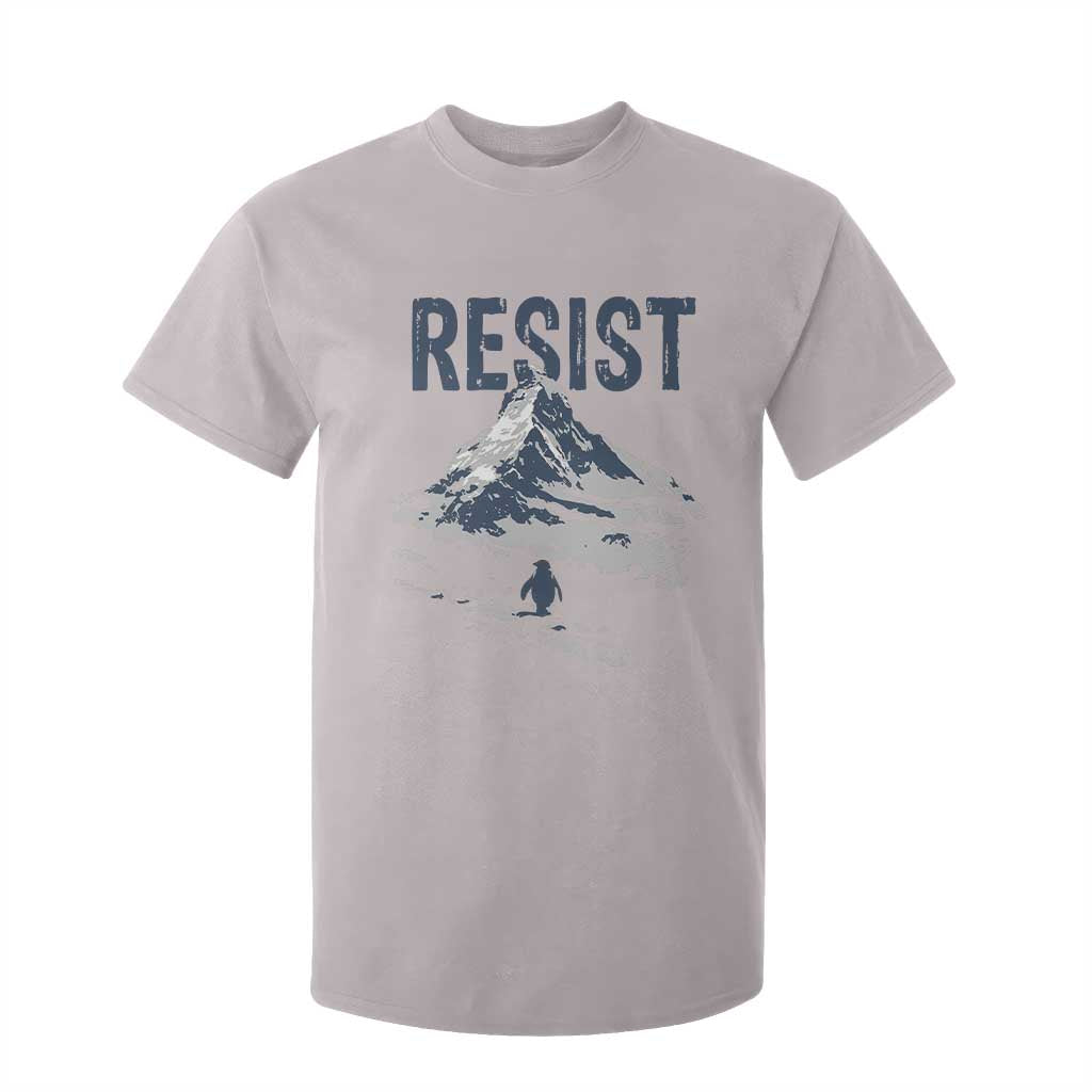 Funny Penguin Protest T Shirt For Kid Resist Penguin Mountain Hiking Meme TS14 Ice Gray Print Your Wear