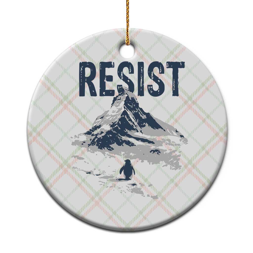 Funny Penguin Protest Ceramic Ornament Resist Penguin Mountain Hiking Meme TS14 1pc Christmas Plaid Print Your Wear