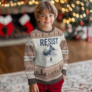 Funny Penguin Protest Ugly Christmas Sweater Resist Penguin Mountain Hiking Meme TS14 Mocha Mousse Print Your Wear