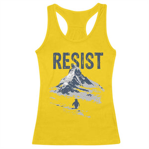 Funny Penguin Protest Racerback Tank Top Resist Penguin Mountain Hiking Meme TS14 Daisy Print Your Wear