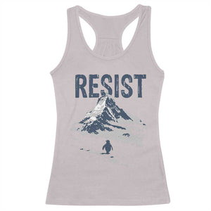 Funny Penguin Protest Racerback Tank Top Resist Penguin Mountain Hiking Meme TS14 Ice Gray Print Your Wear