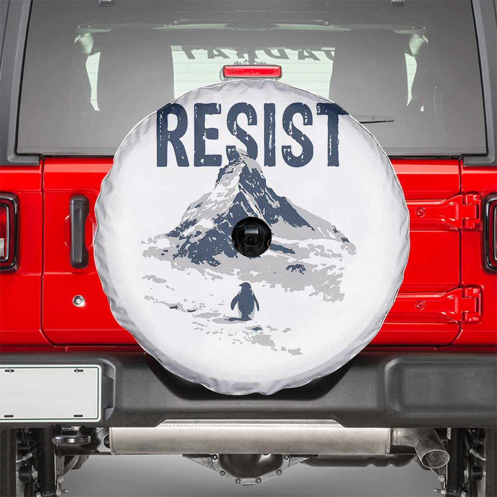 Funny Penguin Protest Spare Tire Cover Resist Penguin Mountain Hiking Meme TS14 White Print Your Wear
