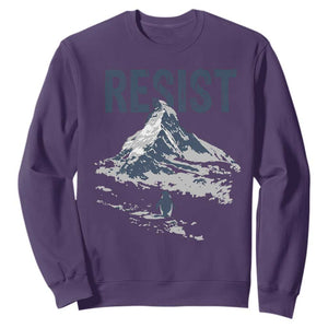Funny Penguin Protest Sweatshirt Resist Penguin Mountain Hiking Meme TS14 Purple Print Your Wear
