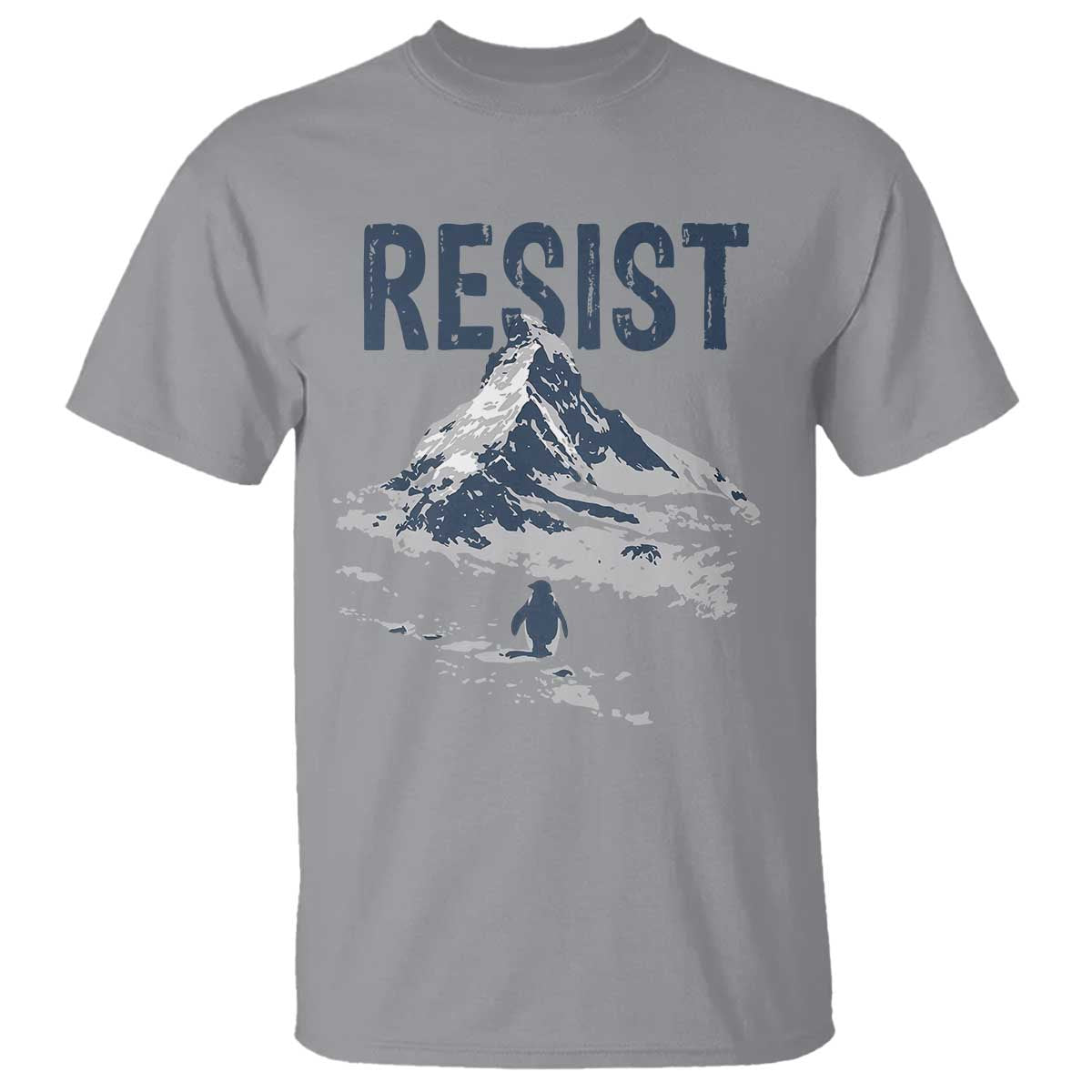 Funny Penguin Protest T Shirt Resist Penguin Mountain Hiking Meme TS14 Sport Gray Print Your Wear