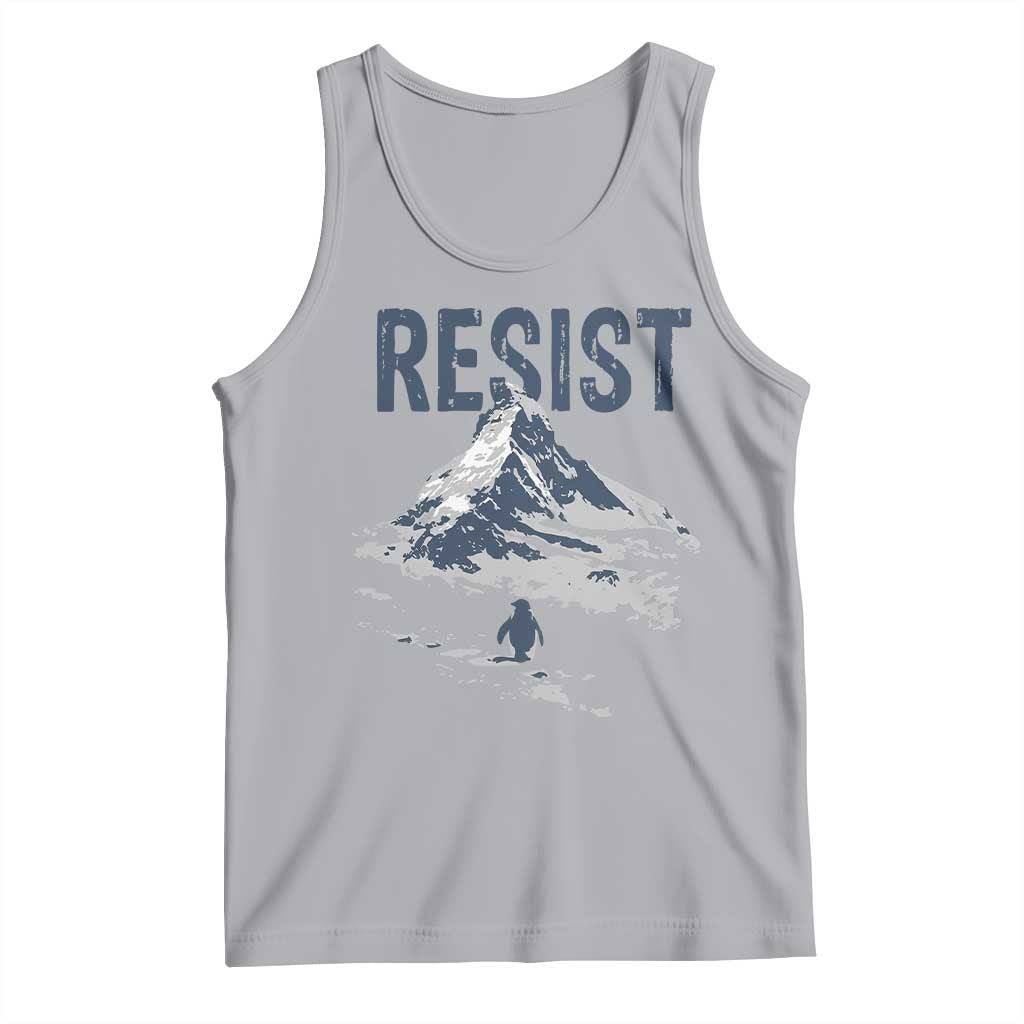 Funny Penguin Protest Tank Top Resist Penguin Mountain Hiking Meme TS14 Athletic Heather Print Your Wear
