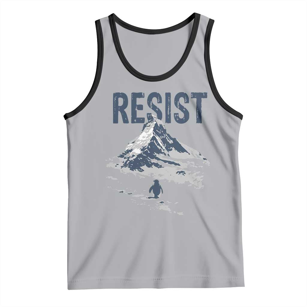 Funny Penguin Protest Tank Top Resist Penguin Mountain Hiking Meme TS14 Athletic Heather Black Print Your Wear