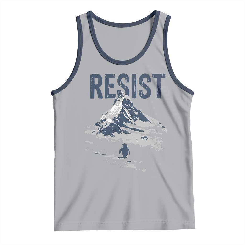 Funny Penguin Protest Tank Top Resist Penguin Mountain Hiking Meme TS14 Athletic Heather Navy Print Your Wear