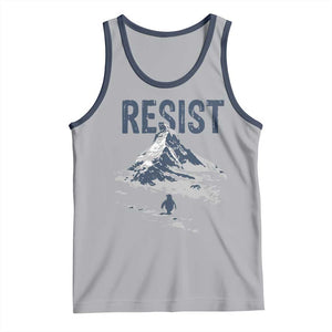 Funny Penguin Protest Tank Top Resist Penguin Mountain Hiking Meme TS14 Athletic Heather Navy Print Your Wear