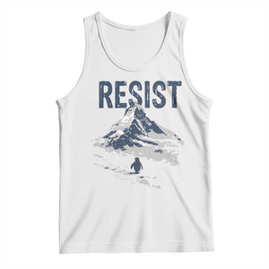 Funny Penguin Protest Tank Top Resist Penguin Mountain Hiking Meme TS14 White Print Your Wear