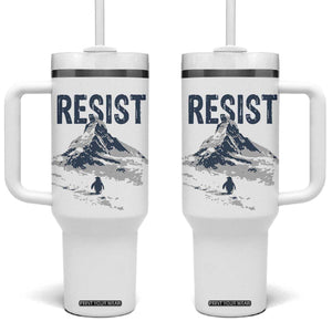 Funny Penguin Protest Tumbler With Handle Resist Penguin Mountain Hiking Meme TS14 One Size: 40 oz White Print Your Wear
