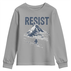 Funny Penguin Protest Youth Sweatshirt Resist Penguin Mountain Hiking Meme TS14 Sport Gray Print Your Wear