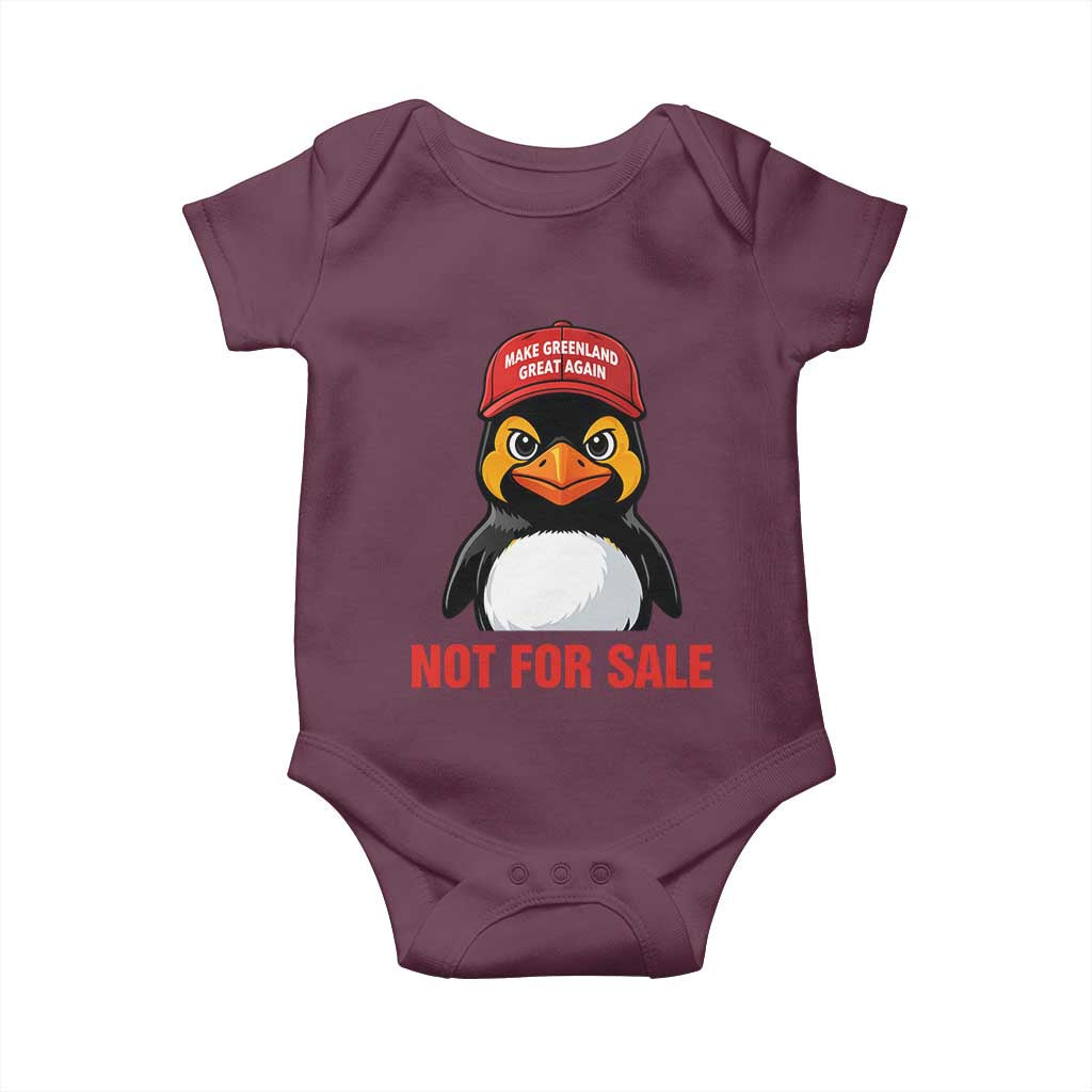 Greenland Is Not for Sale Baby Onesie Funny Nihilist Penguin FDT Political Meme TS14 Maroon Print Your Wear