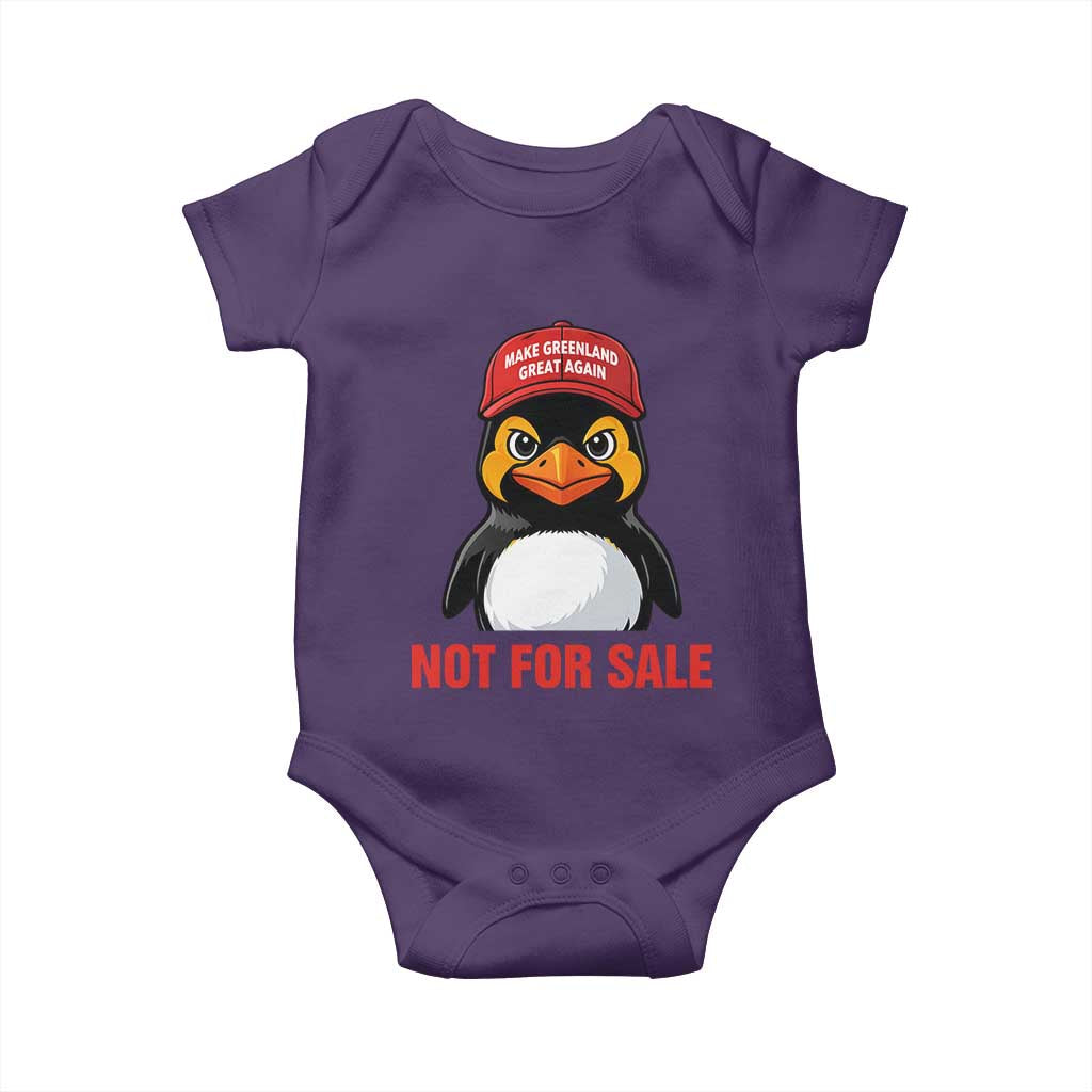 Greenland Is Not for Sale Baby Onesie Funny Nihilist Penguin FDT Political Meme TS14 Purple Print Your Wear