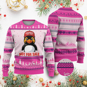 Greenland Is Not for Sale Ugly Christmas Sweater Funny Nihilist Penguin FDT Political Meme TS14 Hot Pink Print Your Wear