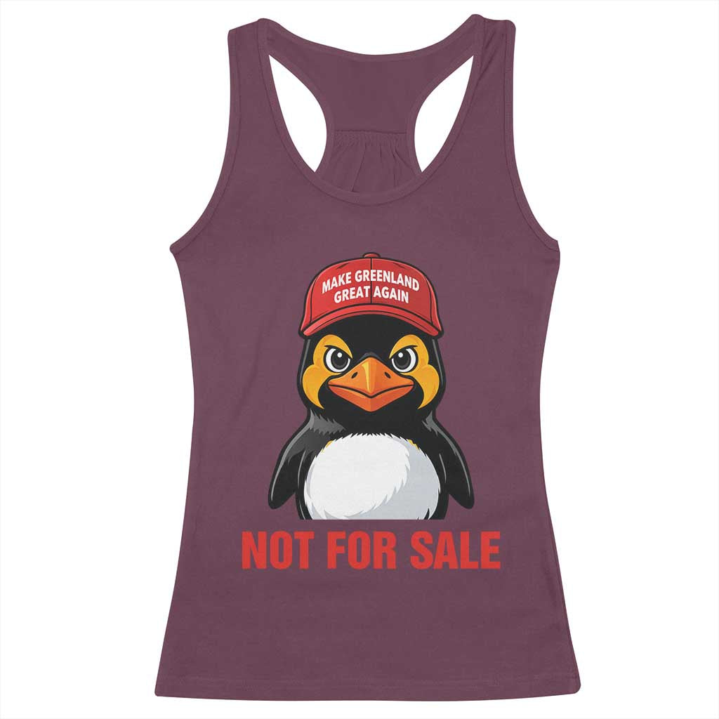 Greenland Is Not for Sale Racerback Tank Top Funny Nihilist Penguin FDT Political Meme TS14 Maroon Print Your Wear