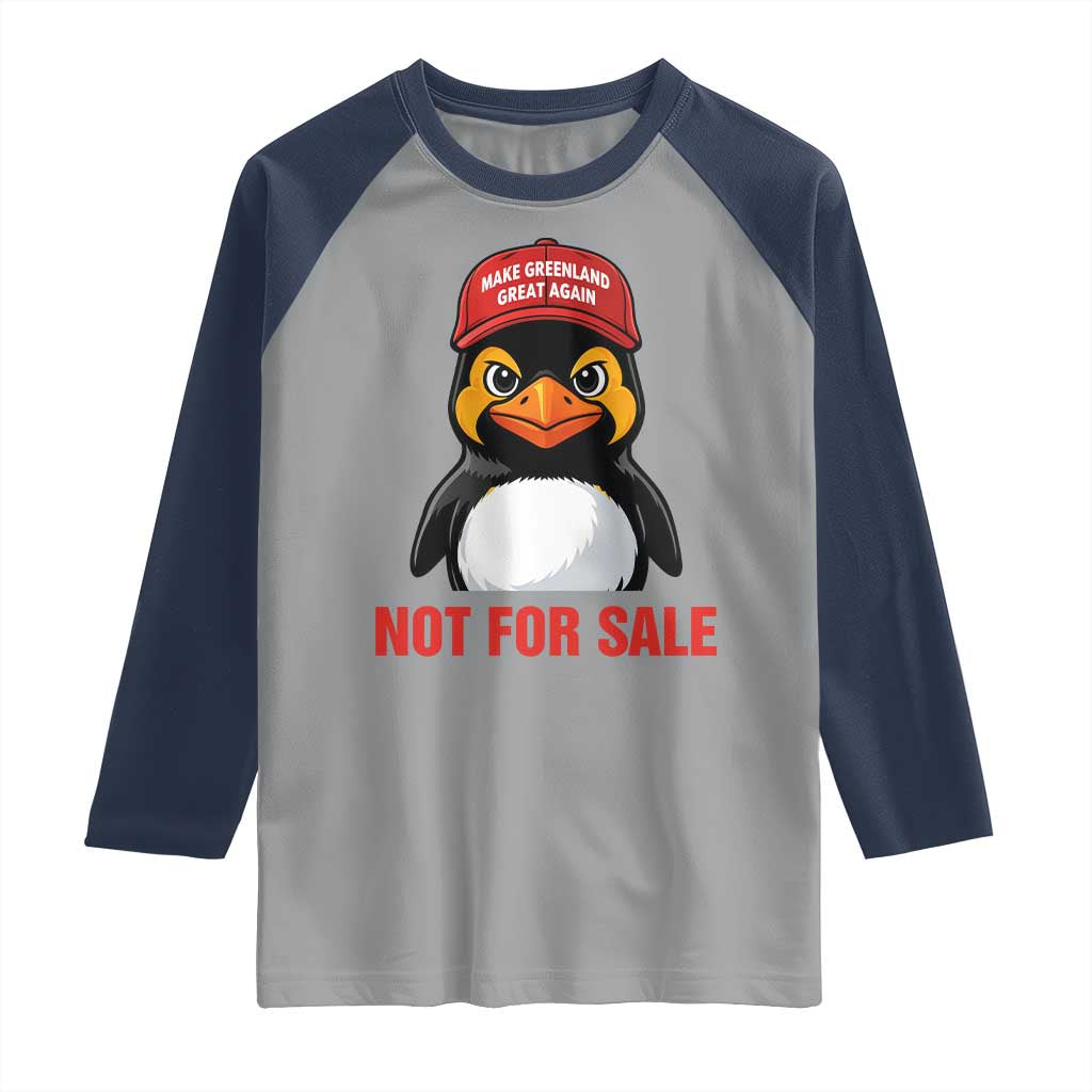 Greenland Is Not for Sale Raglan Shirt Funny Nihilist Penguin FDT Political Meme TS14 Sport Gray Navy Print Your Wear